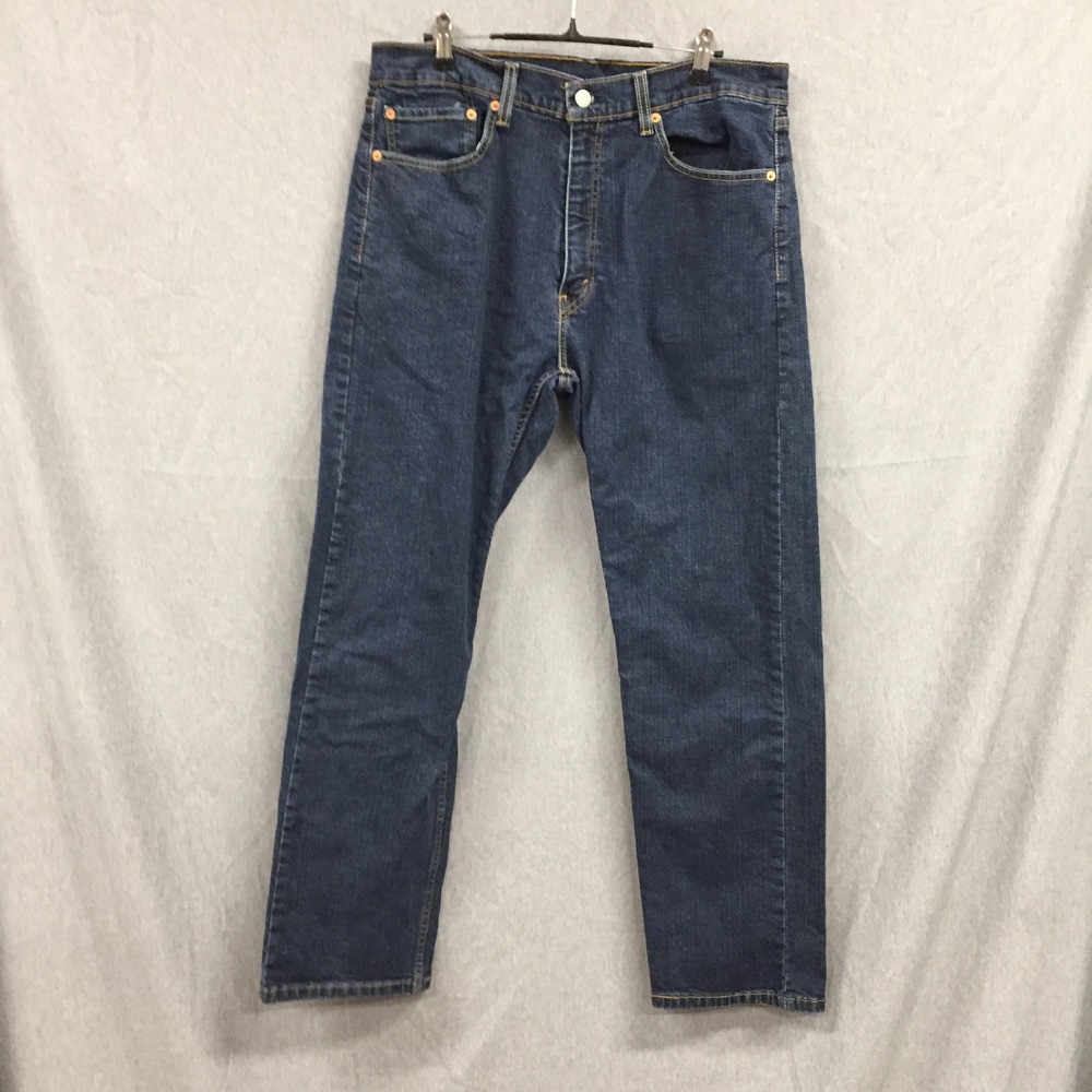 Levis 505 Regular Fit Straight Leg Dark Wash Blue Jeans Mens 36x30 00505-1964